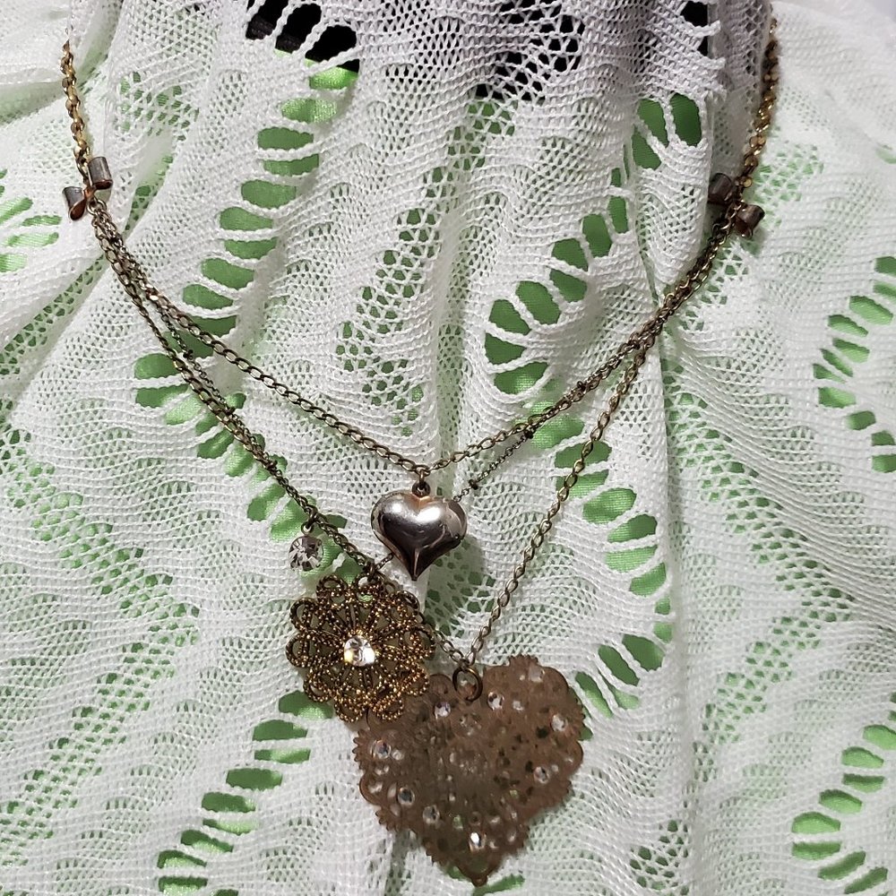 Betsey Johnson 3-Layer Heart Necklace